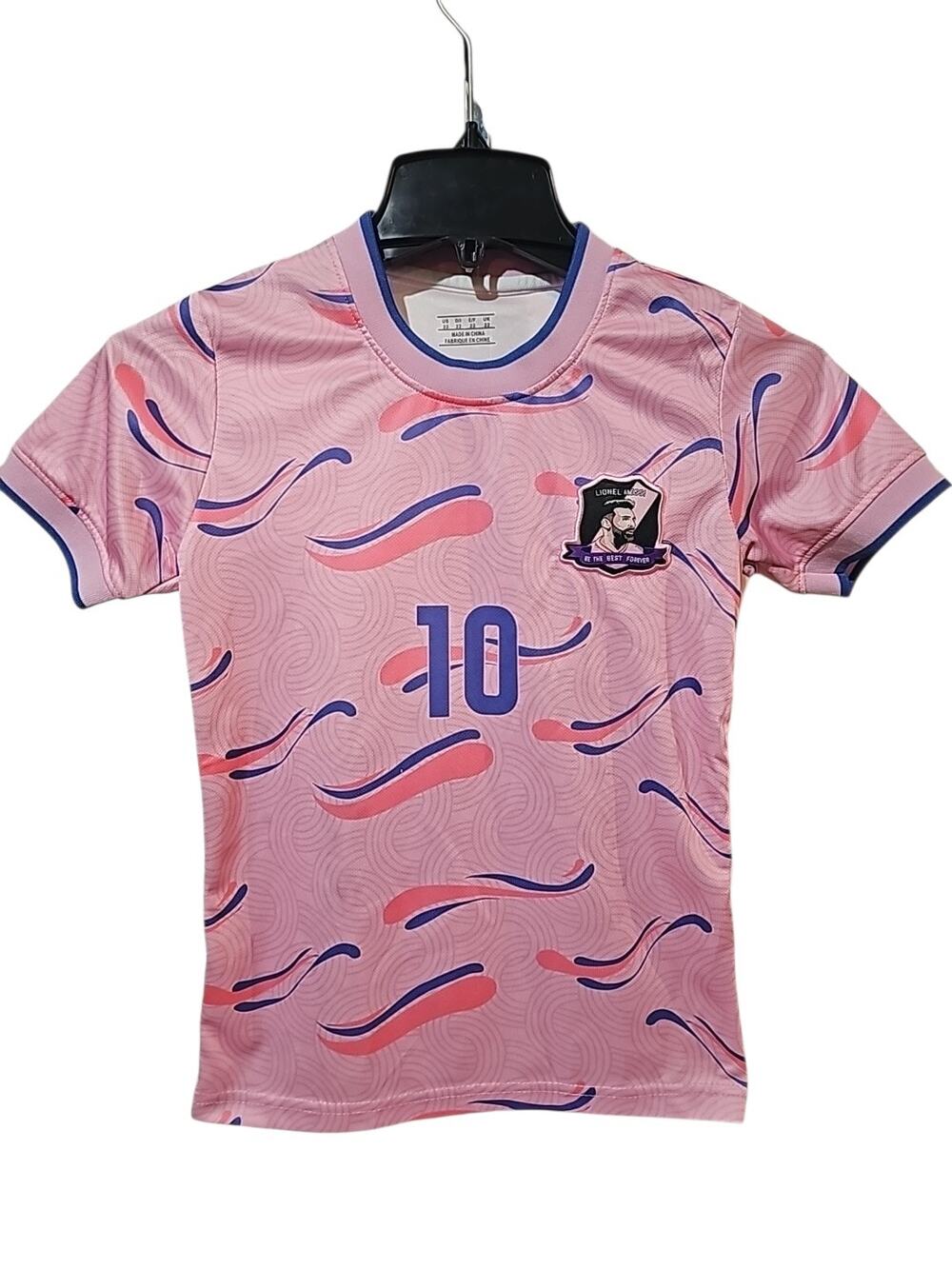 Lionel Messi #10 Pink Soccer Jersey Youth US Size 22 | Fan Style Performance